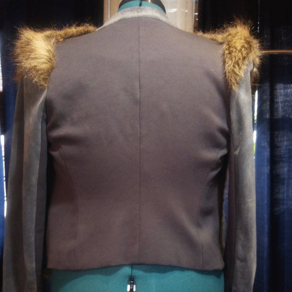 Twelfth Street by Cynthia Vincent Faux Fur Front and Genuine Suede Jacket Sz 6 - Picture 12 of 16